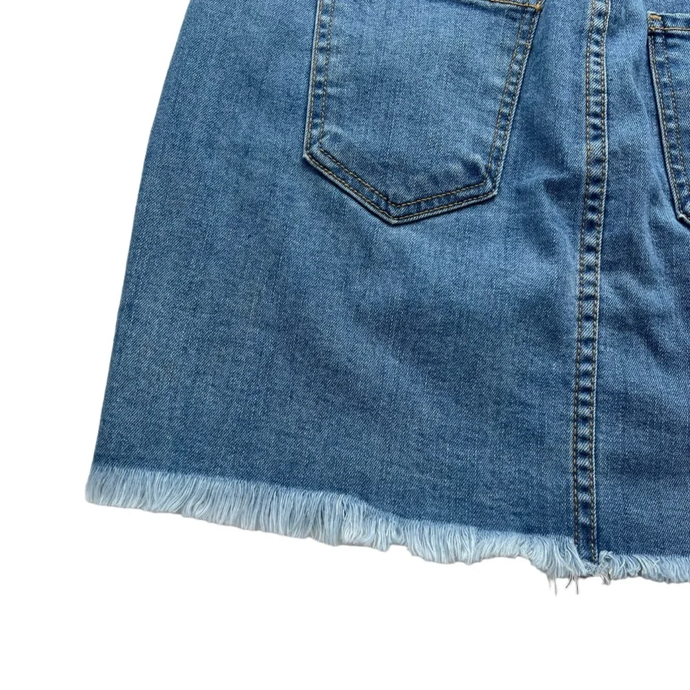 O2 Denim Womens Small Medium Wash Ain't No Other High Waisted Denim Skirt SK9002